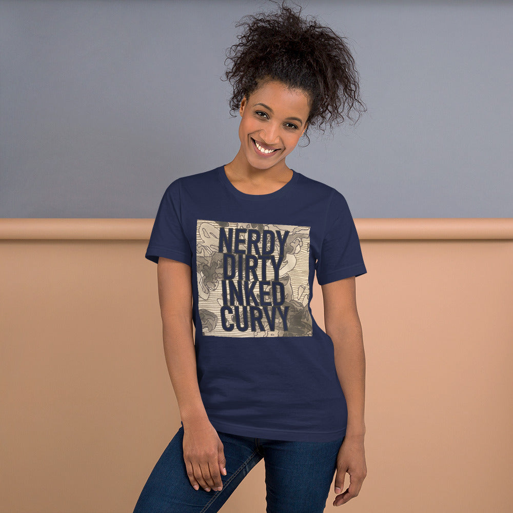 Nerdy dirty inked curvy Unisex t-shirt