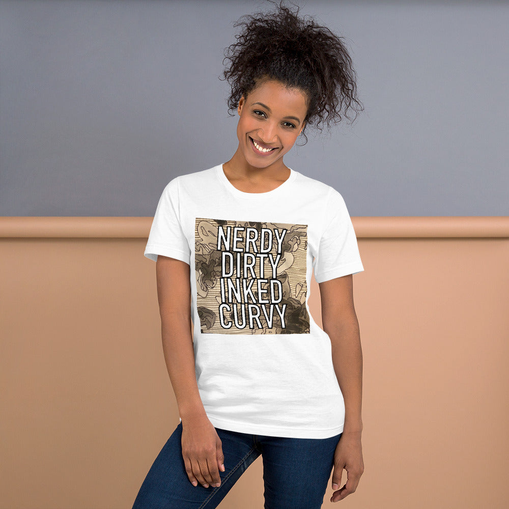 Nerdy dirty inked curvy Unisex t-shirt